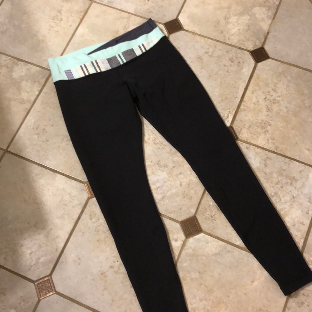 lululemon athletica Black Leggings with Blue Waistband
